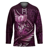 Personalised All Pink New Zealand Darts Hockey Jersey Aoteroa Fern Maori Galaxy Style LT14 Unisex Pink - Polynesian Pride