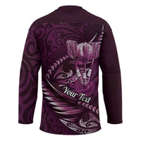 Personalised All Pink New Zealand Darts Hockey Jersey Aoteroa Fern Maori Galaxy Style LT14 - Polynesian Pride