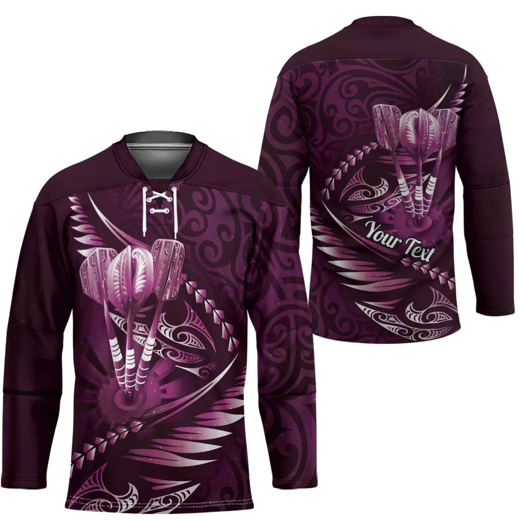 Personalised All Pink New Zealand Darts Hockey Jersey Aoteroa Fern Maori Galaxy Style LT14 - Polynesian Pride