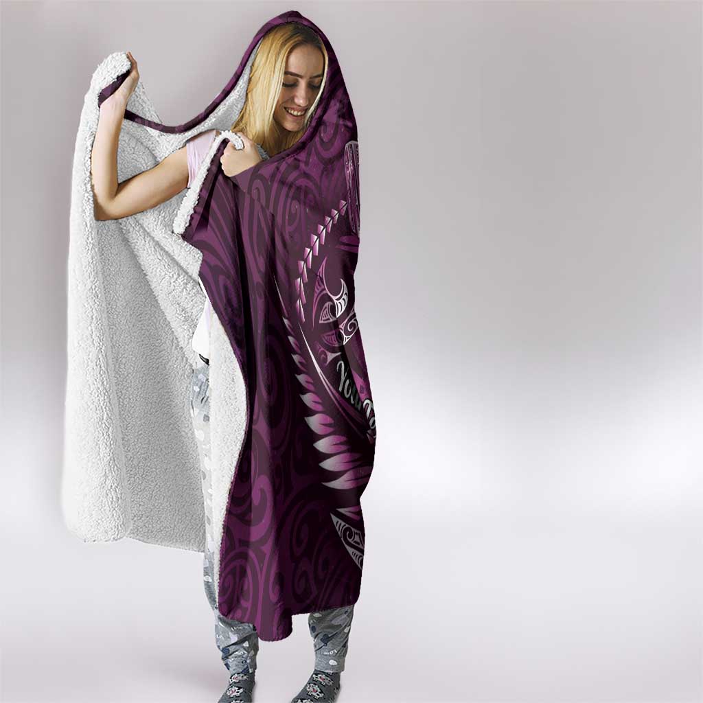 Personalised All Pink New Zealand Darts Hooded Blanket Aoteroa Fern Maori Galaxy Style