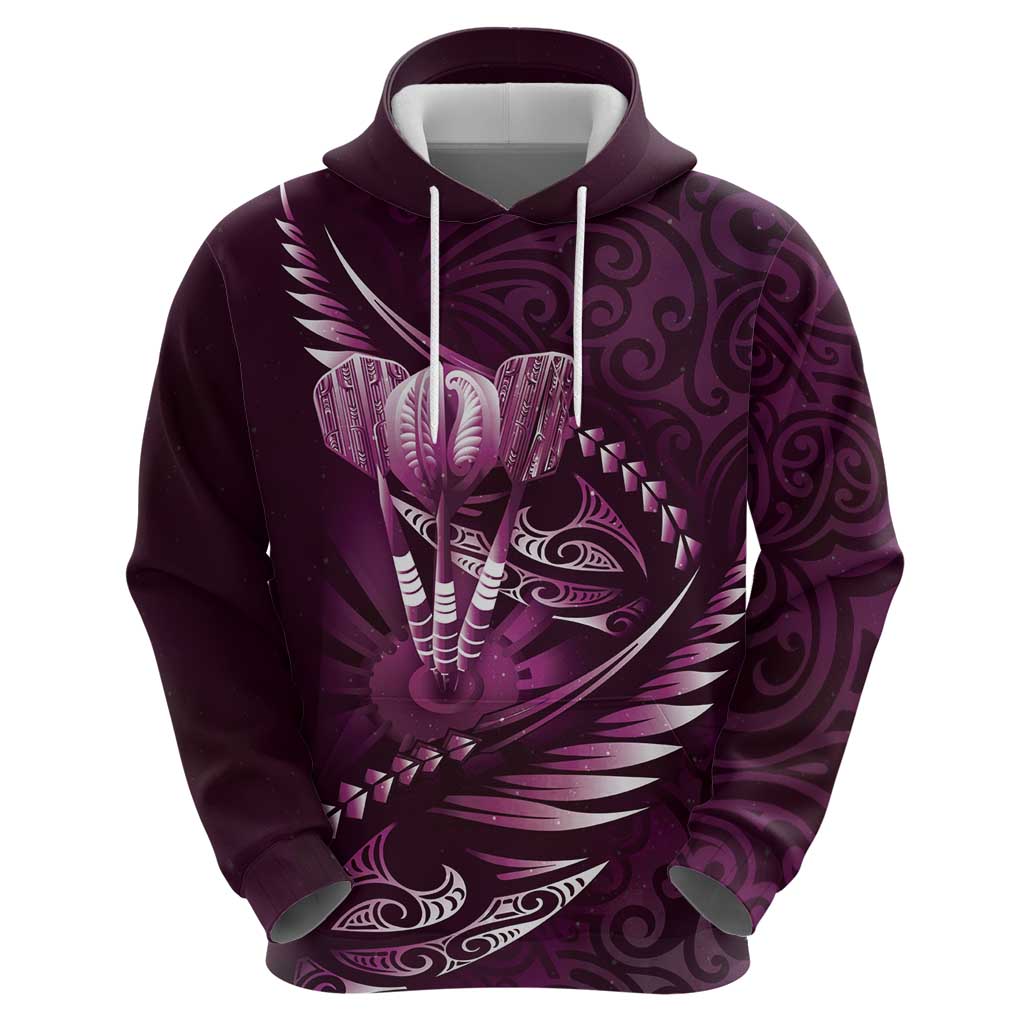Personalised All Pink New Zealand Darts Hoodie Aoteroa Fern Maori Galaxy Style LT14 - Polynesian Pride