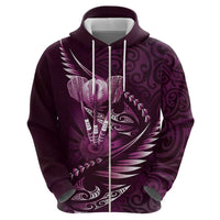 Personalised All Pink New Zealand Darts Hoodie Aoteroa Fern Maori Galaxy Style LT14 - Polynesian Pride
