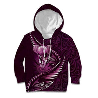 Personalised All Pink New Zealand Darts Kid Hoodie Aoteroa Fern Maori Galaxy Style LT14 Hoodie Pink - Polynesian Pride