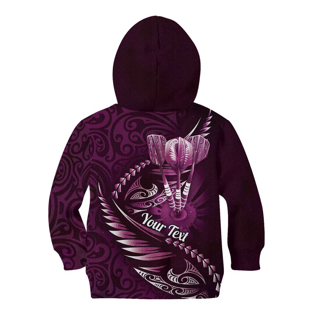 Personalised All Pink New Zealand Darts Kid Hoodie Aoteroa Fern Maori Galaxy Style LT14 - Polynesian Pride