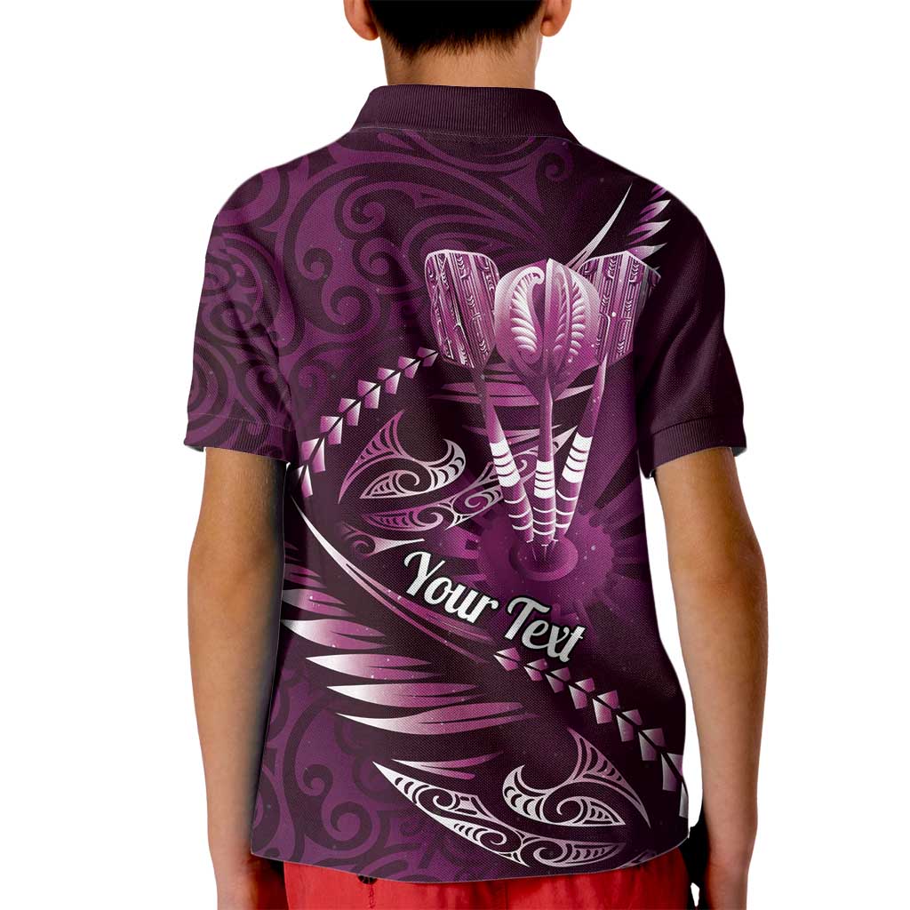 Personalised All Pink New Zealand Darts Kid Polo Shirt Aoteroa Fern Maori Galaxy Style LT14 - Polynesian Pride