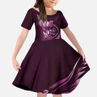 Personalised All Pink New Zealand Darts Kid Short Sleeve Dress Aoteroa Fern Maori Galaxy Style LT14 KID Pink - Polynesian Pride