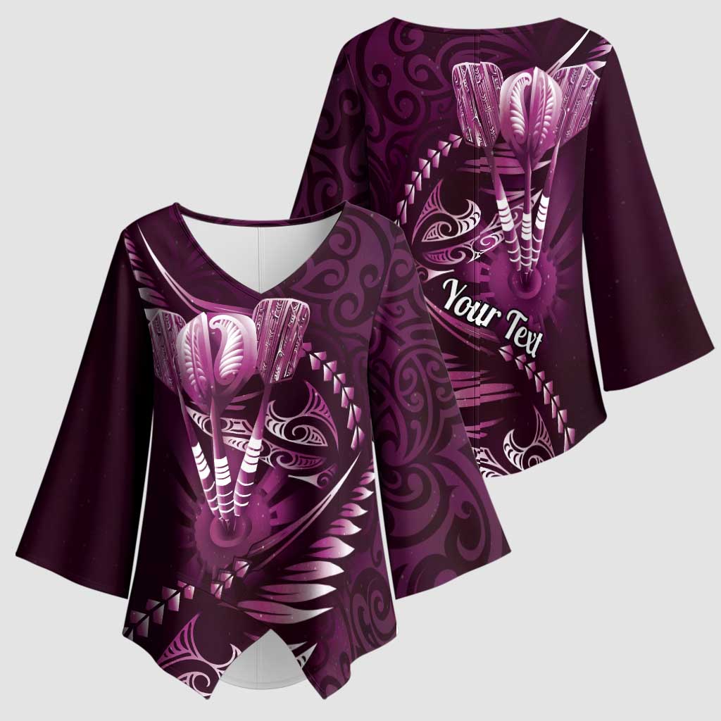 Personalised All Pink New Zealand Darts Kimono Sleeve Blouse Aoteroa Fern Maori Galaxy Style LT14 - Polynesian Pride