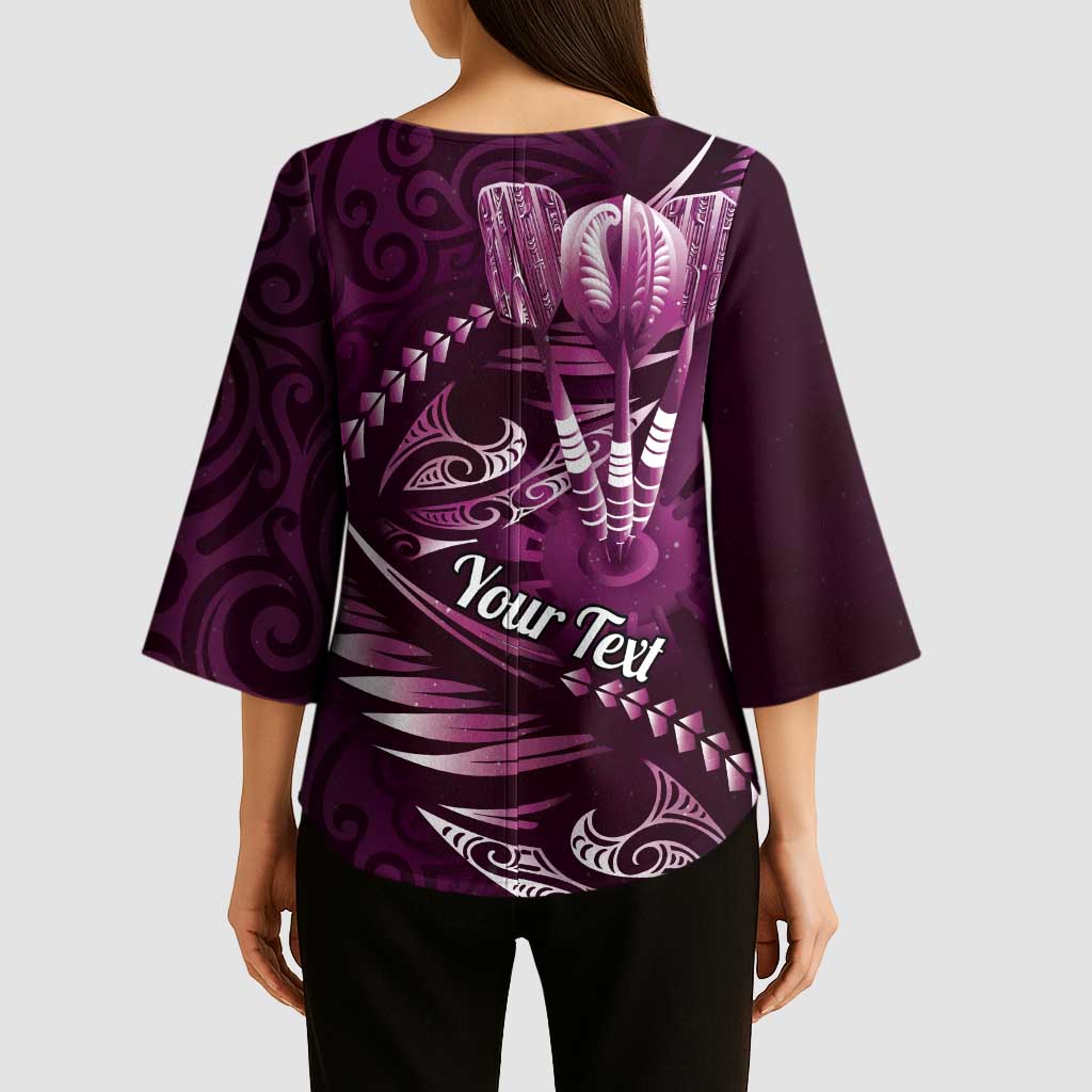 Personalised All Pink New Zealand Darts Kimono Sleeve Blouse Aoteroa Fern Maori Galaxy Style LT14 - Polynesian Pride