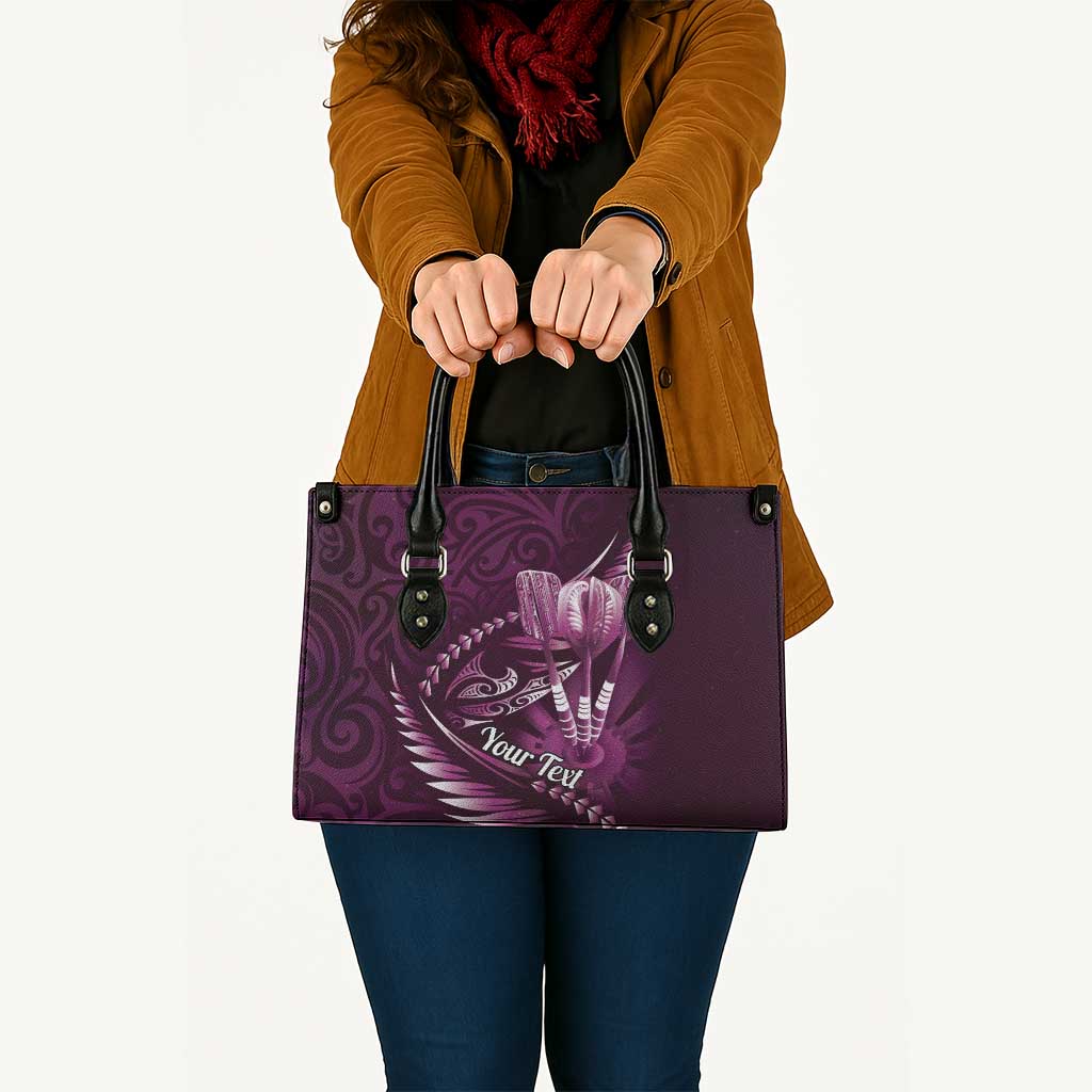 Personalised All Pink New Zealand Darts Leather Bag Aoteroa Fern Maori Galaxy Style - Polynesian Pride