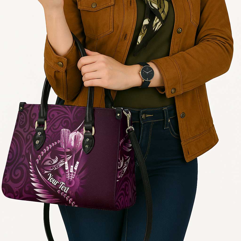 Personalised All Pink New Zealand Darts Leather Bag Aoteroa Fern Maori Galaxy Style - Polynesian Pride