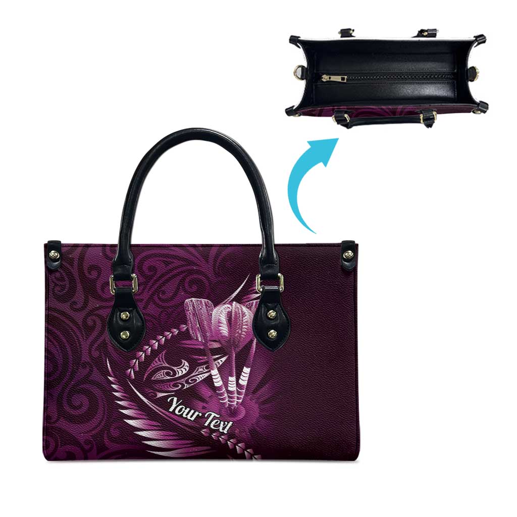 Personalised All Pink New Zealand Darts Leather Bag Aoteroa Fern Maori Galaxy Style - Polynesian Pride
