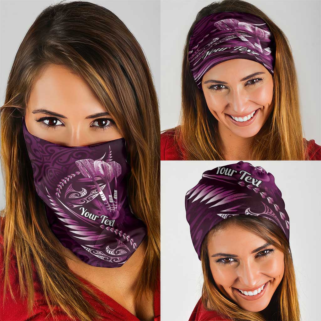 Personalised All Pink New Zealand Darts Neck Gaiter Aoteroa Fern Maori Galaxy Style - Polynesian Pride