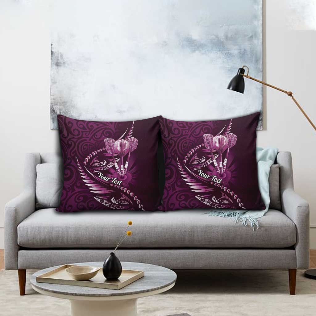 Personalised All Pink New Zealand Darts Pillow Cover Aoteroa Fern Maori Galaxy Style - Polynesian Pride