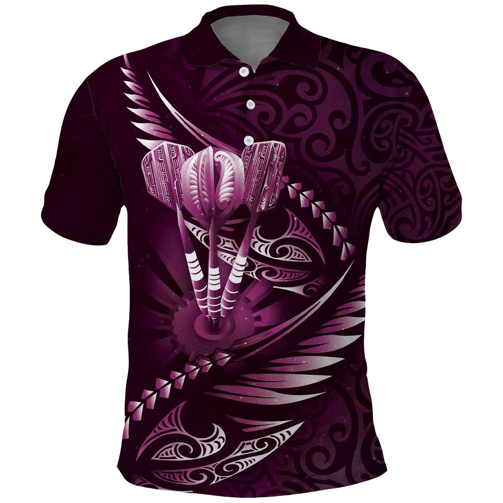 Personalised All Pink New Zealand Darts Polo Shirt Aoteroa Fern Maori Galaxy Style LT14 Pink - Polynesian Pride