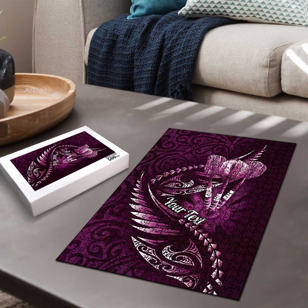 Personalised All Pink New Zealand Darts Puzzle Aoteroa Fern Maori Galaxy Style - Polynesian Pride