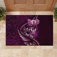Personalised All Pink New Zealand Darts Rubber Doormat Aoteroa Fern Maori Galaxy Style LT14 Pink - Polynesian Pride