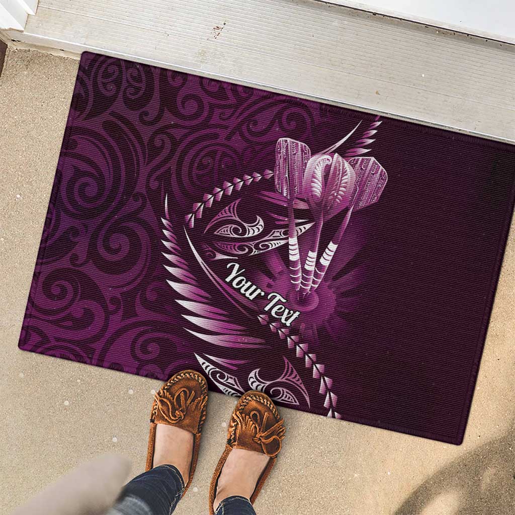 Personalised All Pink New Zealand Darts Rubber Doormat Aoteroa Fern Maori Galaxy Style LT14 - Polynesian Pride