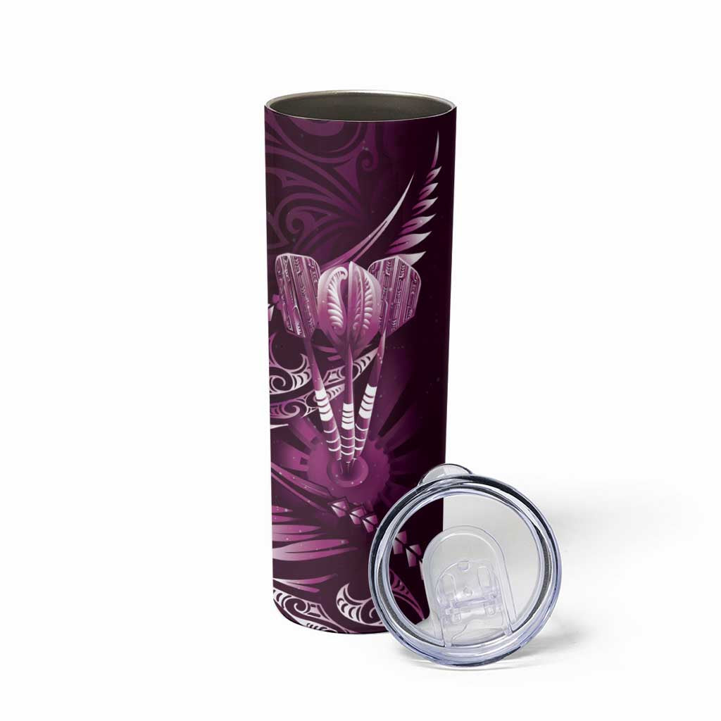 All Pink New Zealand Darts Skinny Tumbler Aoteroa Fern Maori Galaxy Style LT14 - Polynesian Pride