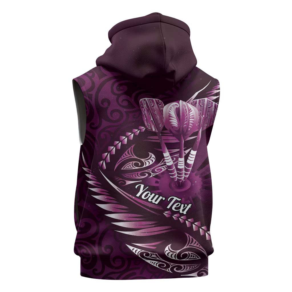 Personalised All Pink New Zealand Darts Sleeveless Hoodie Aoteroa Fern Maori Galaxy Style LT14 - Polynesian Pride
