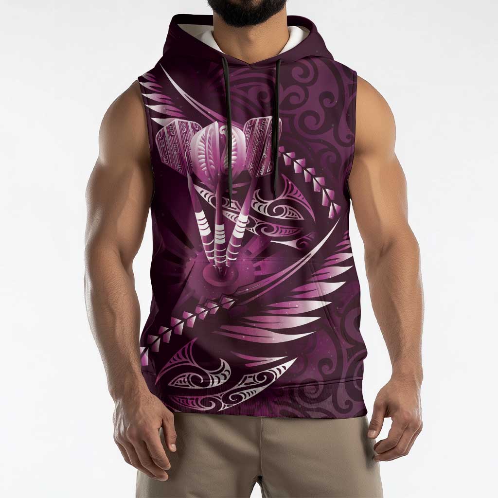 Personalised All Pink New Zealand Darts Sleeveless Hoodie Aoteroa Fern Maori Galaxy Style LT14 - Polynesian Pride