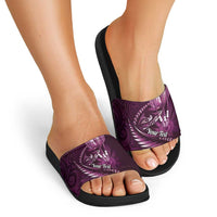 Personalised All Pink New Zealand Darts Slide Sandals Aoteroa Fern Maori Galaxy Style - Polynesian Pride
