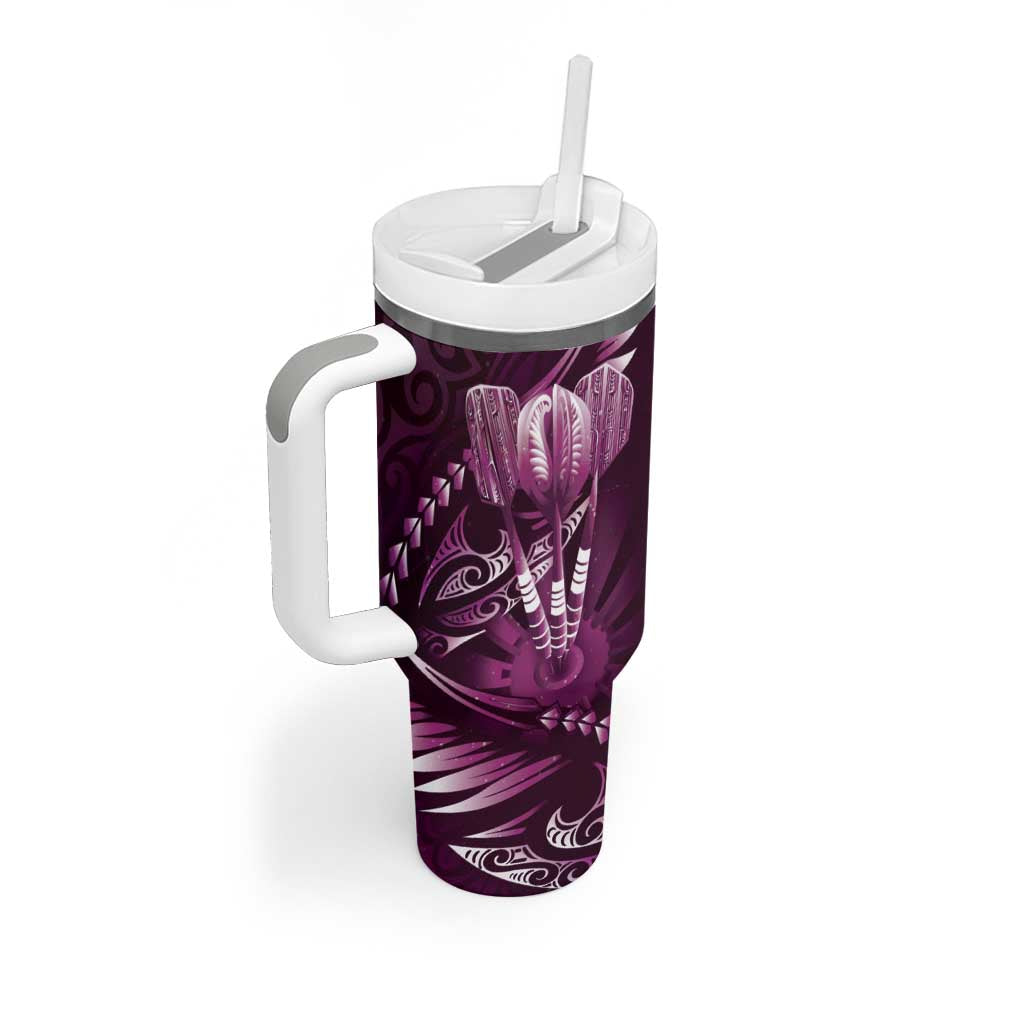 All Pink New Zealand Darts Tumbler With Handle Aoteroa Fern Maori Galaxy Style