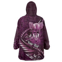 Personalised All Pink New Zealand Darts Wearable Blanket Hoodie Aoteroa Fern Maori Galaxy Style LT14 - Polynesian Pride