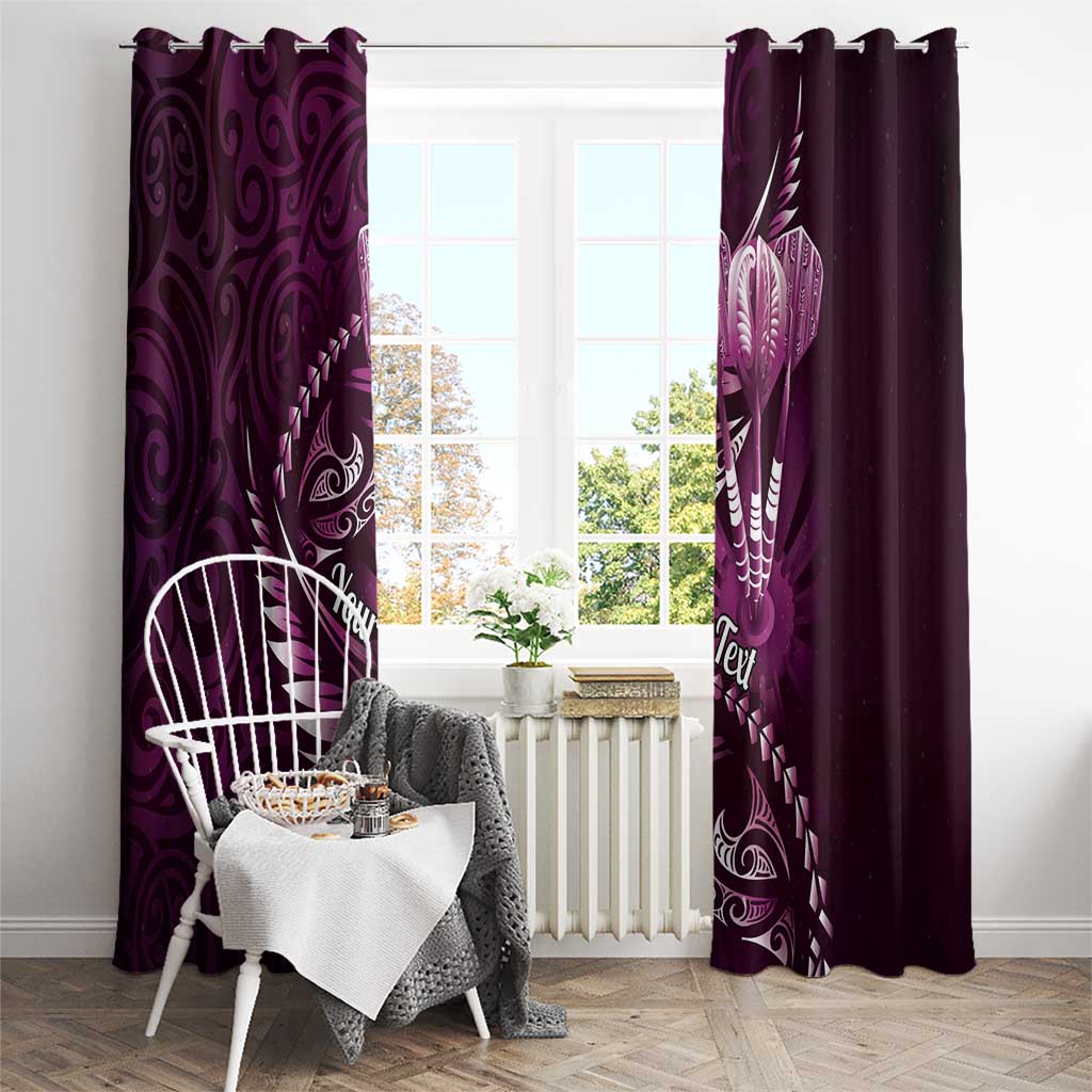 Personalised All Pink New Zealand Darts Window Curtain Aoteroa Fern Maori Galaxy Style