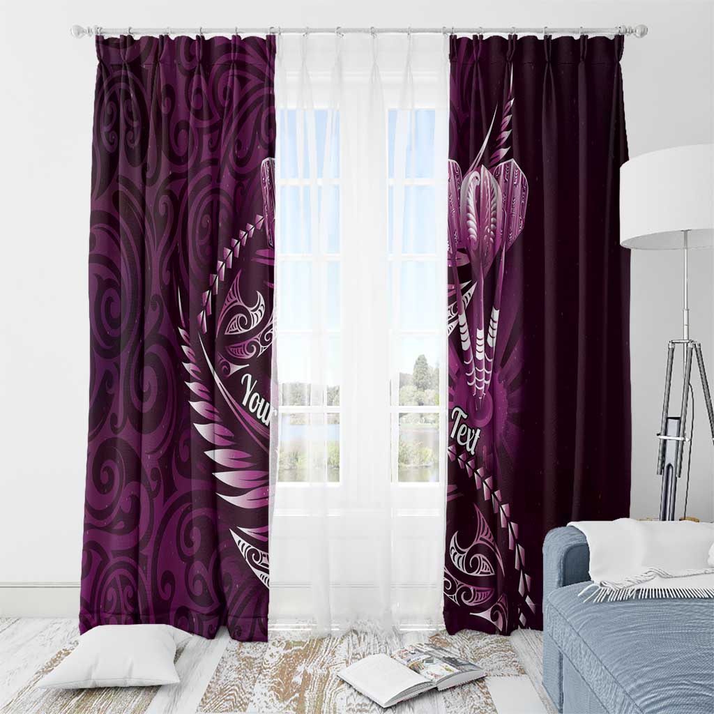 Personalised All Pink New Zealand Darts Window Curtain Aoteroa Fern Maori Galaxy Style