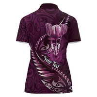 Personalised All Pink New Zealand Darts Women Polo Shirt Aoteroa Fern Maori Galaxy Style