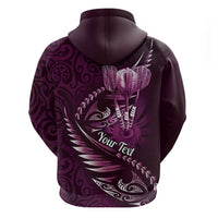 Personalised All Pink New Zealand Darts Zip Hoodie Aoteroa Fern Maori Galaxy Style LT14 - Polynesian Pride