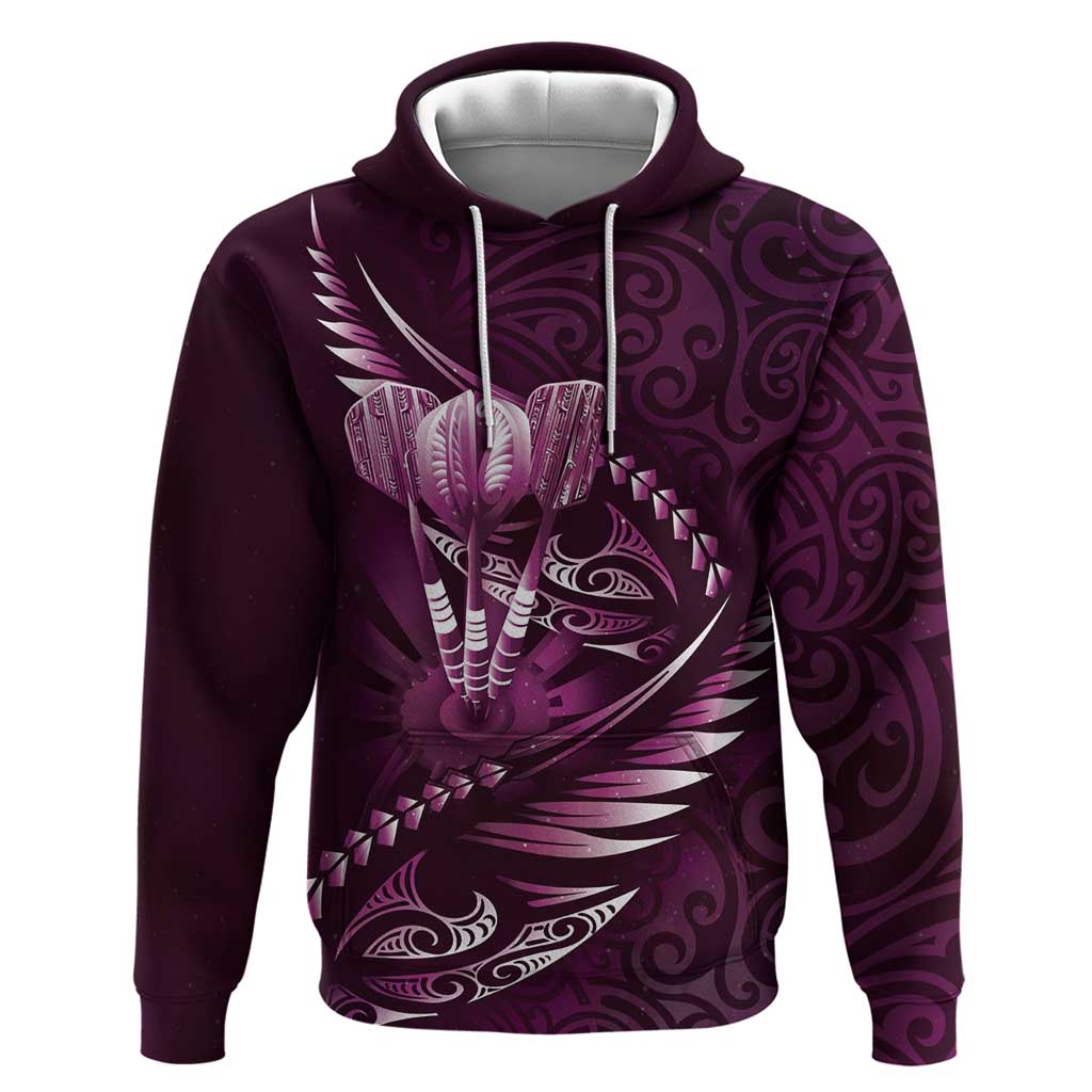 Personalised All Pink New Zealand Darts Zip Hoodie Aoteroa Fern Maori Galaxy Style LT14 Pullover Hoodie Pink - Polynesian Pride