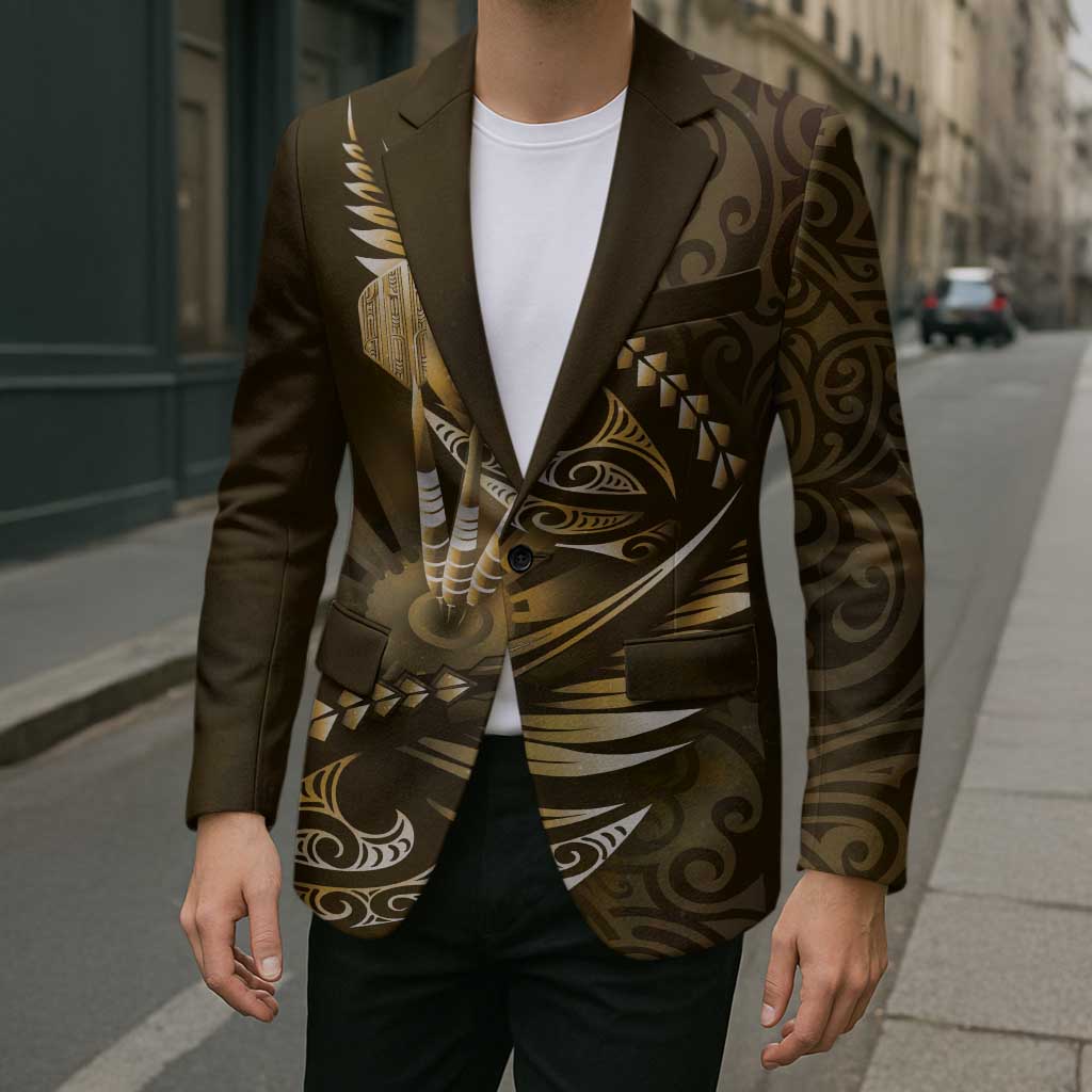Personalised All Gold New Zealand Darts Blazer Aoteroa Fern Maori Galaxy Style - Polynesian Pride