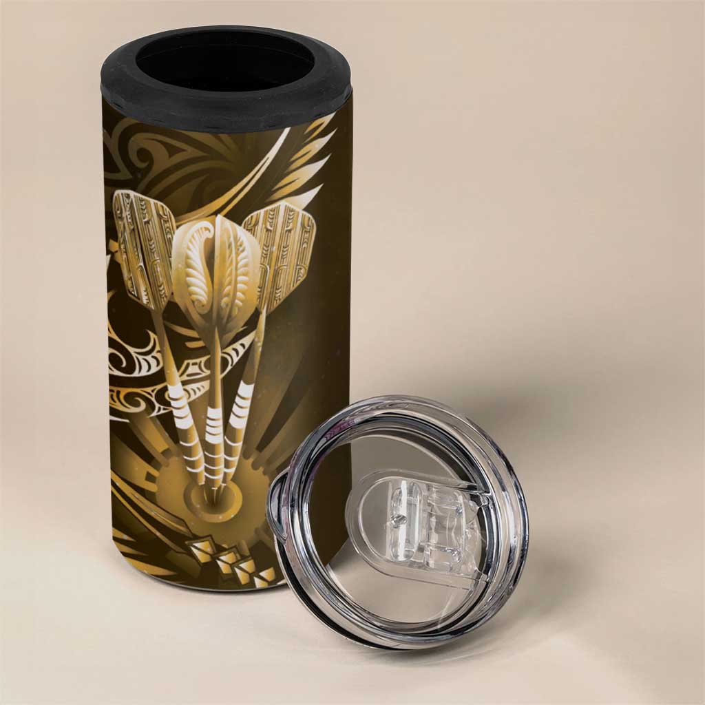 All Gold New Zealand Darts 4 in 1 Can Cooler Tumbler Aoteroa Fern Maori Galaxy Style LT14 - Polynesian Pride