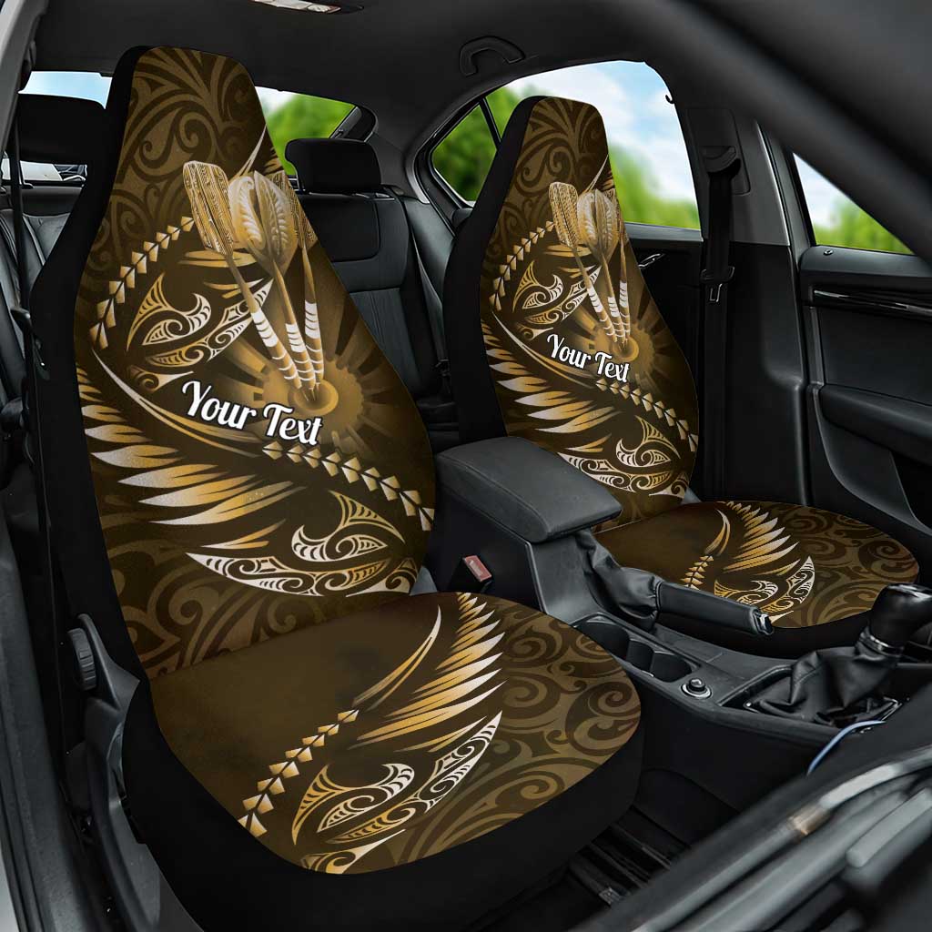 Personalised All Gold New Zealand Darts Car Seat Cover Aoteroa Fern Maori Galaxy Style LT14 One Size Gold - Polynesian Pride