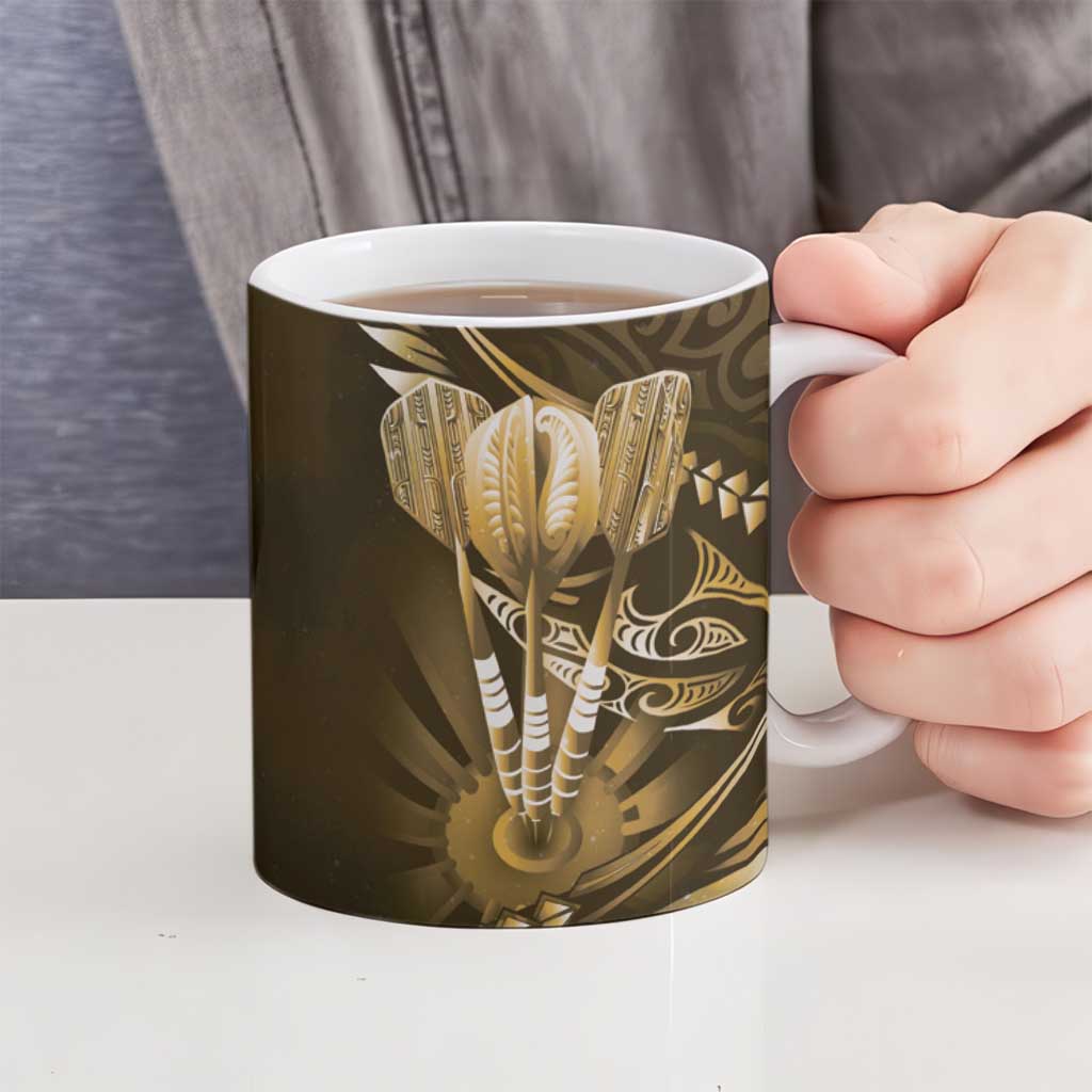 All Gold New Zealand Darts Ceramic Mug Aoteroa Fern Maori Galaxy Style - Polynesian Pride