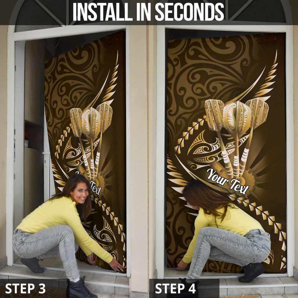 Personalised All Gold New Zealand Darts Door Cover Aoteroa Fern Maori Galaxy Style LT14 - Polynesian Pride