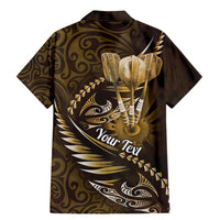 Personalised All Gold New Zealand Darts Family Matching Mermaid Dress and Hawaiian Shirt Aoteroa Fern Maori Galaxy Style LT14 - Polynesian Pride