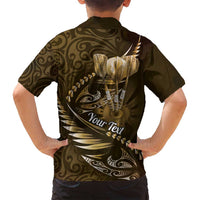 Personalised All Gold New Zealand Darts Family Matching Summer Maxi Dress and Hawaiian Shirt Aoteroa Fern Maori Galaxy Style LT14 - Polynesian Pride