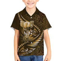 Personalised All Gold New Zealand Darts Hawaiian Shirt Aoteroa Fern Maori Galaxy Style LT14 - Polynesian Pride
