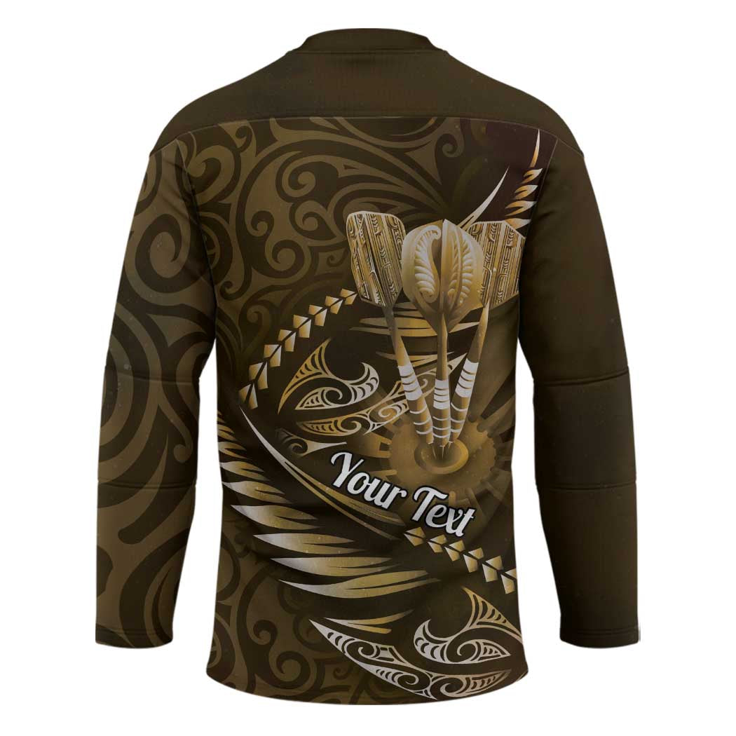 Personalised All Gold New Zealand Darts Hockey Jersey Aoteroa Fern Maori Galaxy Style LT14 - Polynesian Pride
