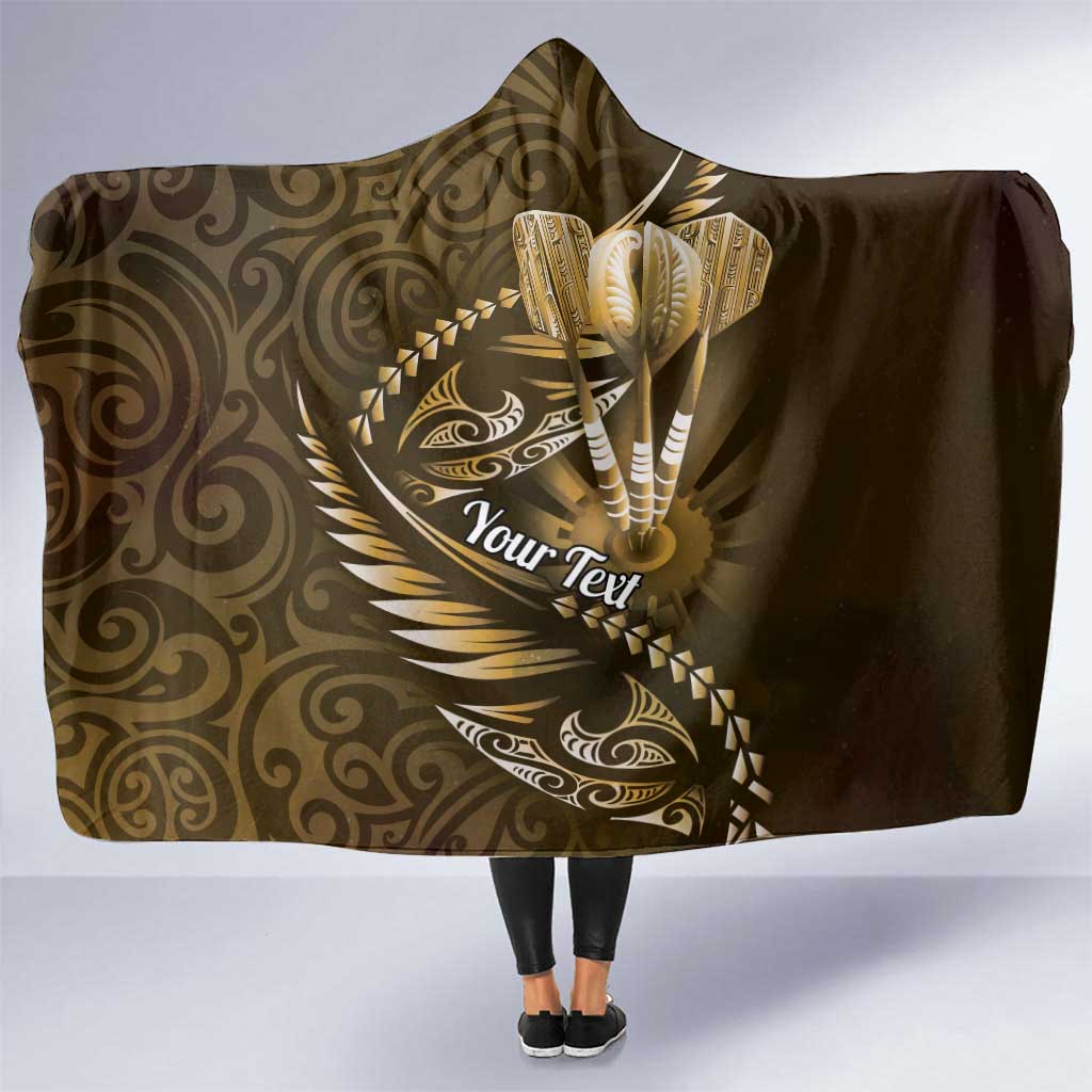 Personalised All Gold New Zealand Darts Hooded Blanket Aoteroa Fern Maori Galaxy Style LT14 One Size Gold - Polynesian Pride