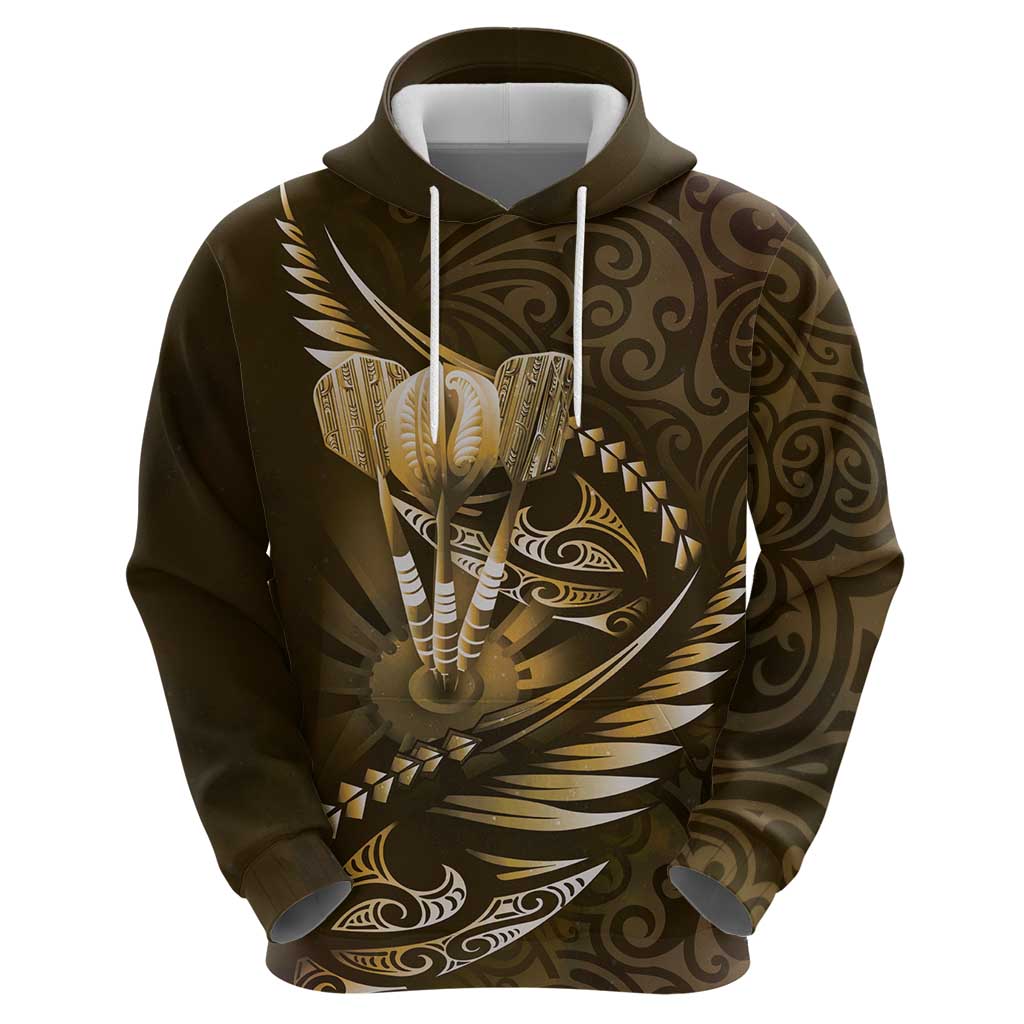 Personalised All Gold New Zealand Darts Hoodie Aoteroa Fern Maori Galaxy Style LT14 - Polynesian Pride