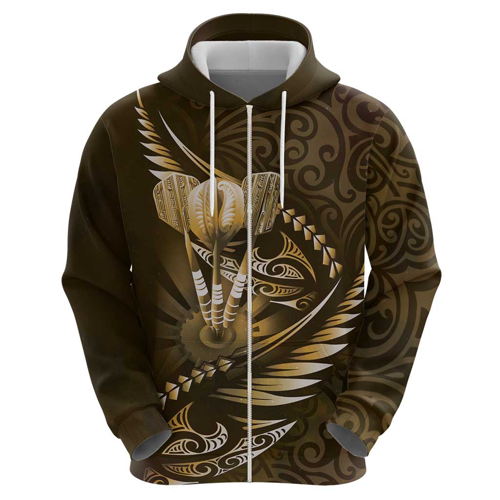 Personalised All Gold New Zealand Darts Hoodie Aoteroa Fern Maori Galaxy Style LT14 - Polynesian Pride