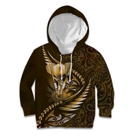 Personalised All Gold New Zealand Darts Kid Hoodie Aoteroa Fern Maori Galaxy Style LT14 Hoodie Gold - Polynesian Pride