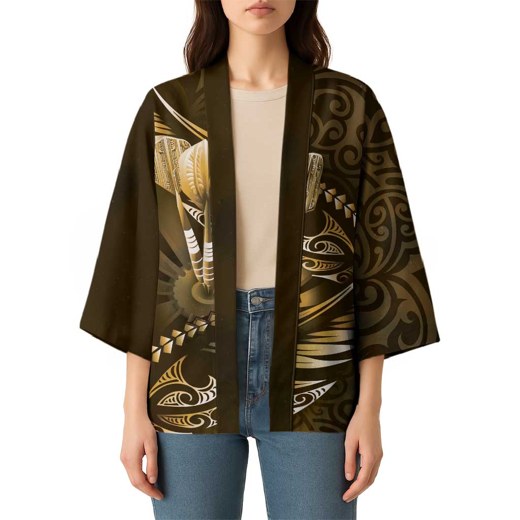 Personalised All Gold New Zealand Darts Kimono Aoteroa Fern Maori Galaxy Style - Polynesian Pride