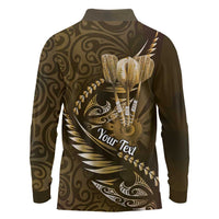 Personalised All Gold New Zealand Darts Long Sleeve Polo Shirt Aoteroa Fern Maori Galaxy Style