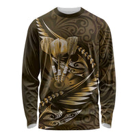 Personalised All Gold New Zealand Darts Long Sleeve Shirt Aoteroa Fern Maori Galaxy Style LT14 Unisex Gold - Polynesian Pride