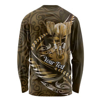 Personalised All Gold New Zealand Darts Long Sleeve Shirt Aoteroa Fern Maori Galaxy Style LT14 - Polynesian Pride