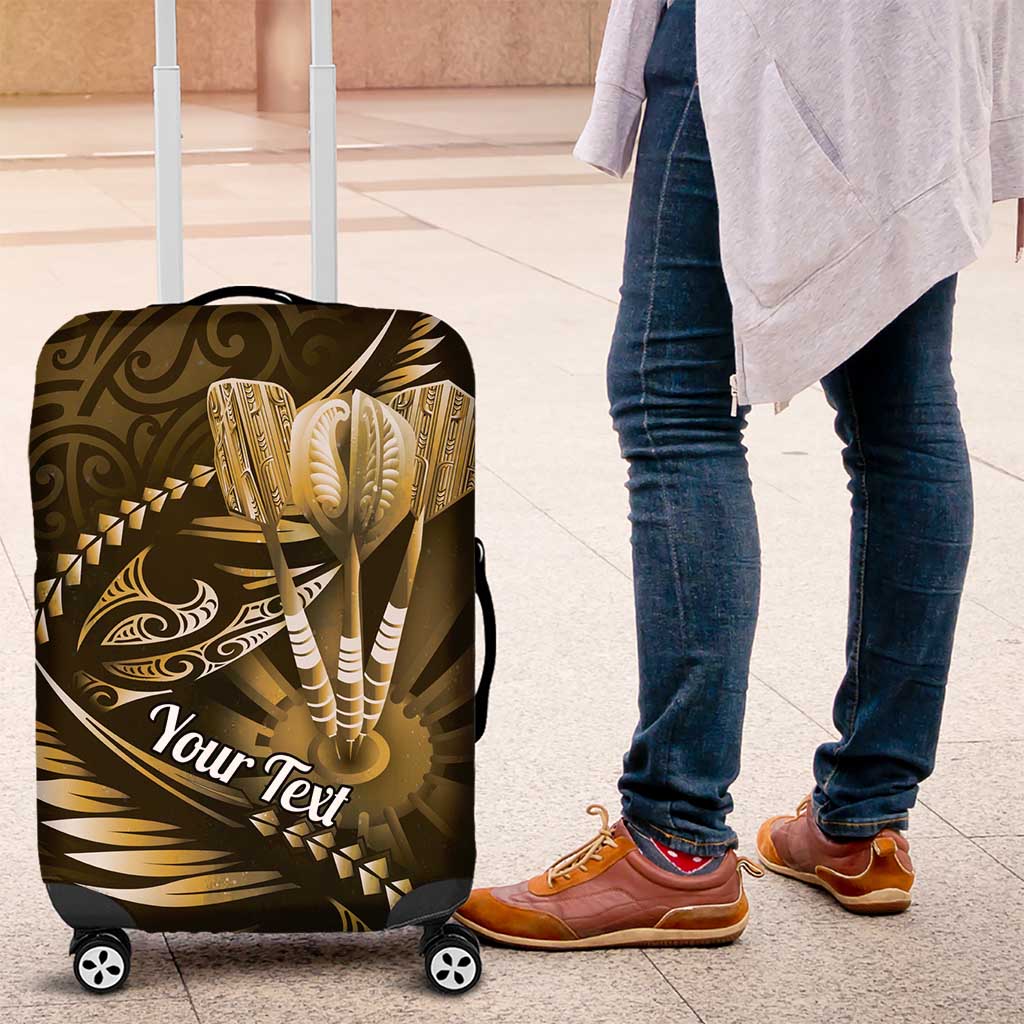Personalised All Gold New Zealand Darts Luggage Cover Aoteroa Fern Maori Galaxy Style LT14 Gold - Polynesian Pride